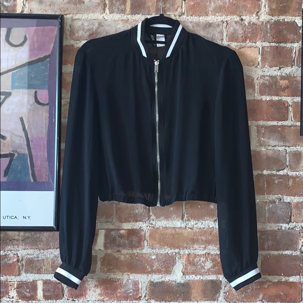 Sheer Zip Up Bomber-style Jacket
